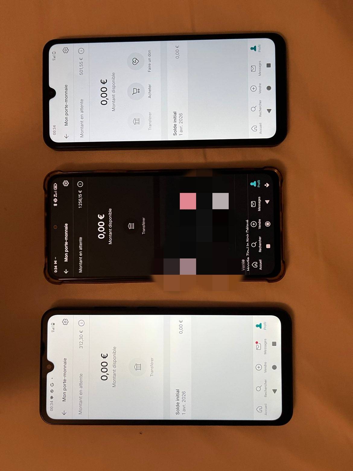 3 comptes Vinted cumulés 2 070€
